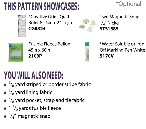 Border Stripe Bow Bag PDF Pattern