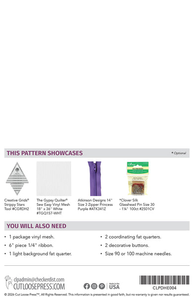 Strippy Stars Zipper Bag PDF Pattern