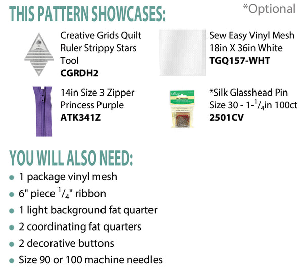 Strippy Stars Zipper Bag PDF Pattern
