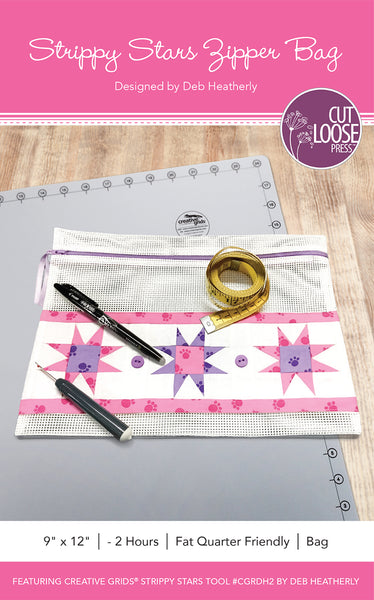 Strippy Stars Zipper Bag PDF Pattern