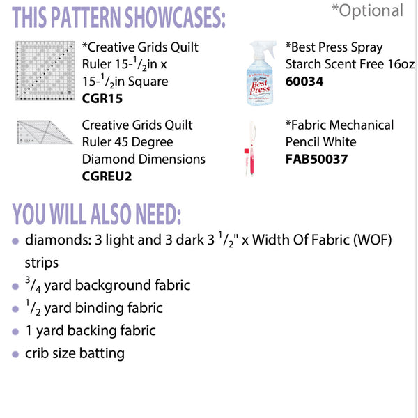 Split Diamond Table Topper - 4 Placemats or 2 Mats and 1 Table Topper PDF Pattern