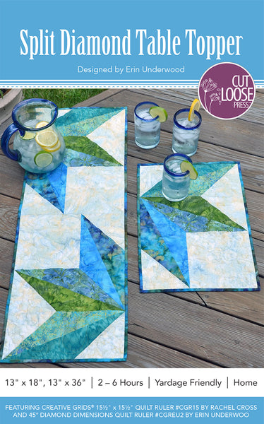 Split Diamond Table Topper - 4 Placemats or 2 Mats and 1 Table Topper PDF Pattern