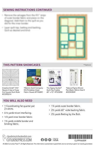 T-Shirt Quilt PDF Pattern