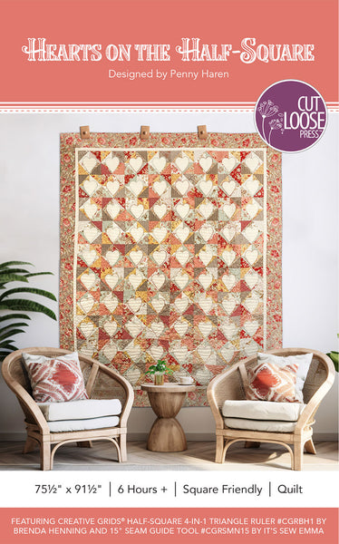 Hearts on the Half Square Quilt PDF Pattern