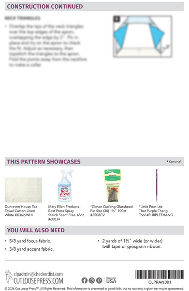 Tea Towel Apron PDF Pattern