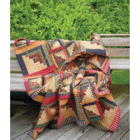 Country Log Cabin Rag Quilt PDF Pattern